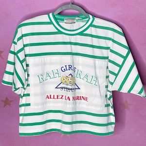 Vintage Stefano International Natural Origins Cropped Striped Top Women's Size L